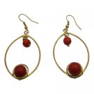 UER480  Intricate Design Coral Hoop Dangling Earrings