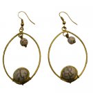 UER481  Women Fashion White Turquoise Hoop Earrings
