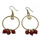 UER482  Coral Jewelry For You Or As Gifts Coral Dangling Hoop Earrings