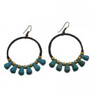 UER500  The Stylish Boho Woman Turquoise Teardrop Brass Beads Earrings