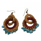 UER505  Crochet Earrings Fashion Bohemian Latte And Red Color Combo