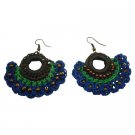 UER514  Attractive Crochet Earrings Combo Deep Brown Blue Green Earrings