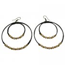 UER522  White Turquoise Double Hoop Earrings With Golden Beads