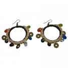UER525  Funky Bohemian Crochet Earrings Champagne Multicolor Beads