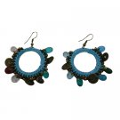 UER527  Affordable Hand Knitted Blue Thread Crochet Round Shaped Earrings