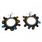 UER528  Adorable Affordable Hand Knitted Gray Crochet Circle Shaped Earrings