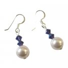 UER535  Bridemaids Earrings Gifts White Pearls Purple Velvet Crystals Of Earrings Swarovski