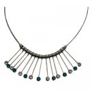 UNE309  A Fabulous Elegant Fashion Necklace Blue Zircon Crystals Prom Necklace