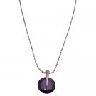 UNE312  Wedding Pendant Necklace Dark Tanzanite Crystals Round Pendant Necklace