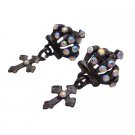 D245  Fashionable And Stylish Crown Shaped Earrings With Dangling Cross