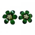D225  Trendy Fashion Classic Green Flower Stud Earrings