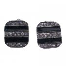 D233  Sequare Shaped Prog Set Crystals Decorated Stud Earrings