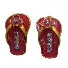 D235  Pink Flip Flop Pierced Earrings