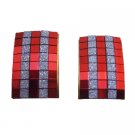 D239  Red Color Rectangular Shaped Shiny Earrings