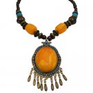 N952  Yellow Stone Pendant Necklace Inexpensive But Stylish Necklace