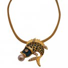 N963  Artistically Painted Fish Pendant Necklace