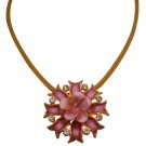 N972  Cheap Beautiful Pink Flower Pendant With Crystals
