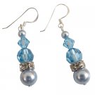 ERC720  Swarovski Blue Pearls and Crystals Hook Earrings
