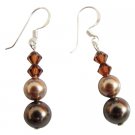 ERC721  Designer Earrings Brown And Bronze Swarovski Pearls Earrings