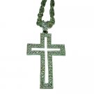 HH275  Hip Hop Cross With Clear Rhinestones Pendant Necklace