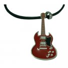 HH277  Hip Hop Red Guitar Pendant Necklace For School Music Function