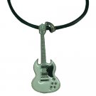 HH282  Hip Hop White Guitar Pendant Necklace For School Music Function