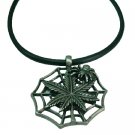 HH279  Spiderred Pendant Black Chord Necklace Best for Halloween Party