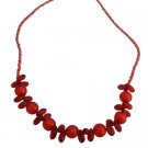 GC284  Striking Red Beads Girls Long Necklace