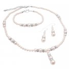 BRD1005  Traditional Ivory Pearls Bridal Bridesmaids Jewelry Set