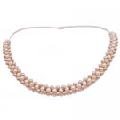 BRD1014  Champagne Ivory Pearls Interwoven Choker Classy Necklace