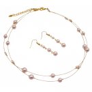 BRD1003  Beautiful Gold Plated Ivory Pearls Necklace and Earring Sets For Bridemaids