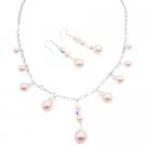 BRD1021  Lustrous Ivory Pearls AB Crystals Glistening Bridesmaid Bridal Jewelry Set