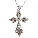 UNE342  Shimmering Cross Pendant Silver Casting Pendant With Silver Chain