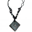 UNE337  Murano Square Glass Pendant Necklace