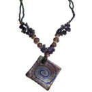 UNE341  Designer Murano Jewelry Amethyst Nugget Brown Crystals Necklace