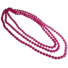 UNE329  Shopping Beach Necklace Pink Multifaceted Round Glass Bead Necklace