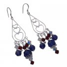 ERC728  Colorful Crystals Romantic Heart Silver Earrings