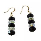 ERC716  Briollet 5040 Jet And AB Crystals Prom Earrings