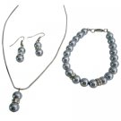 NS1063  Junior Bridemaids Silver Gray Pearls Flower Girl Jewelry