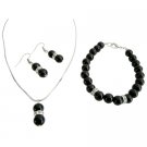 NS1049  Looking Black Jewelry Pageant Bridemaids Pearls Jewelry Set