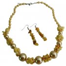 NS1044  Gift Yellow Pearls W/ Nugget Chips Necklace Set