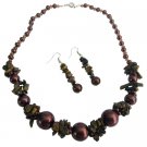 NS1046  GORGEOUS Burnt Brown Pearls Nugget Set Bridemaid Jewelry