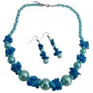 NS1047  Magnificent Blue Pearls With Turquoise Unique Class Wear Jewelry