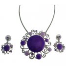 NS1024  Purple Lilac Designer Round Necklace Set