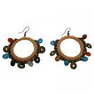 UER523  Crochet Round Shaped Knitted Earrings Multicolor Beads Charm Dangling