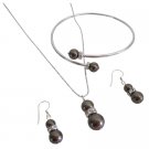 BRD1062  Shop Wedding Wholesale Jewelry Brown Chocolate Necklace Earrings Bracelet Set