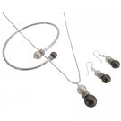 BRD1064  Pretty Jewelry Exclusive Combo Ivory and Chocolate Pearls Complete Set
