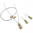BRD1080  Gold Pearls Jewelry Necklace Earrings Bracelet
