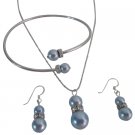 BRD1086  You Will Fall In Love Lite Blue Pearls With Diamond Rings Spacer