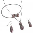 BRD1096  Powder Rose Alluring Color Necklace Sterling Earring Cuff Bracelet